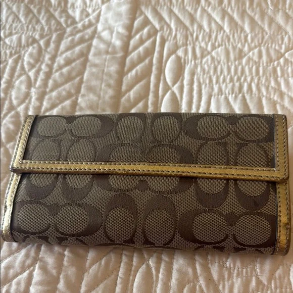 Coach Brown and Gold Wallet - Picture 3 of 6